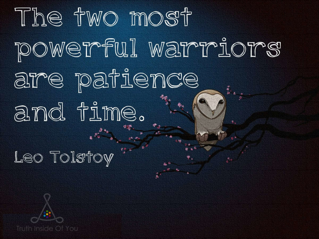 The two most powerful warriors are patience and time. ~ Leo Tolstoy
