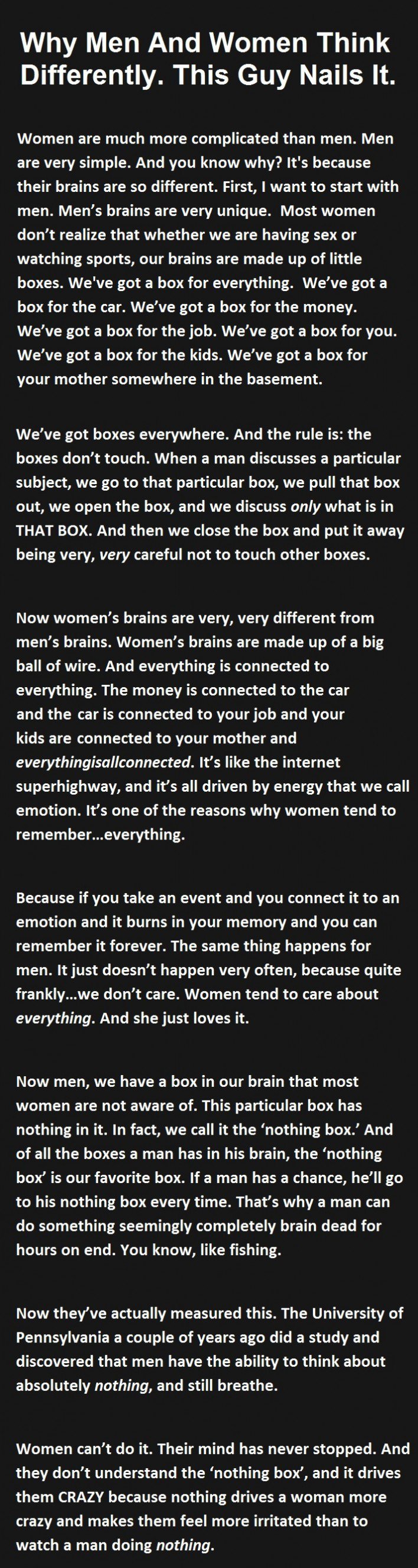 Why Men And Women Think Differently