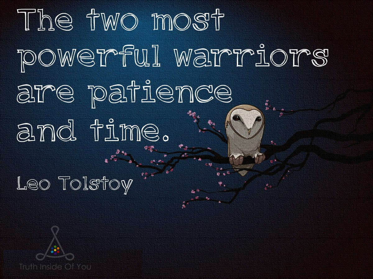 The two most powerful warriors are patience and time. ~ Leo Tolstoy