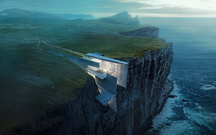 The house that clings to the side of the cliff.