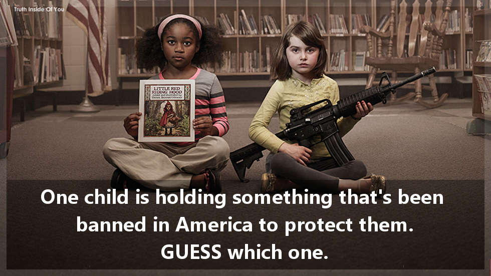 One child is holding something that's been banned in America to protect them. GUESS which one.