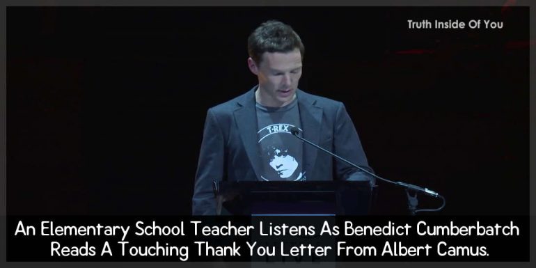 An Elementary School Teacher Listens As Benedict Cumberbatch Reads A Touching Thank You Letter From Albert Camus