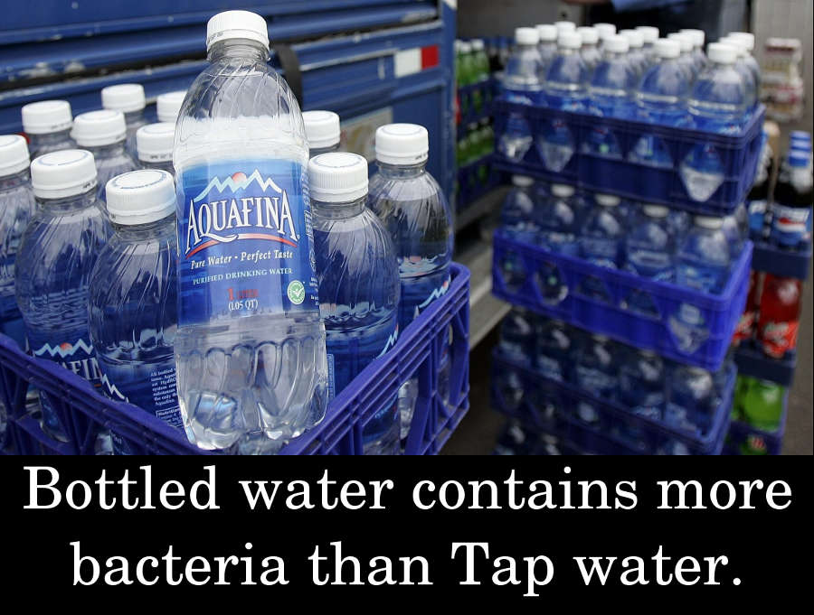 Bottled water contains more bacteria than Tap water.