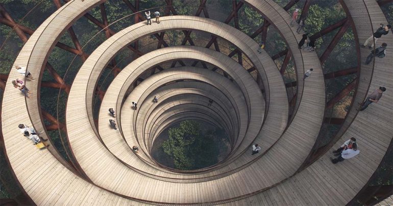 Circular Staircase Over The Danish Forest Offer a Great Experience.