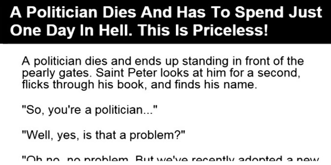 A Politician Dies And Has To Spend Just One Day In Hell