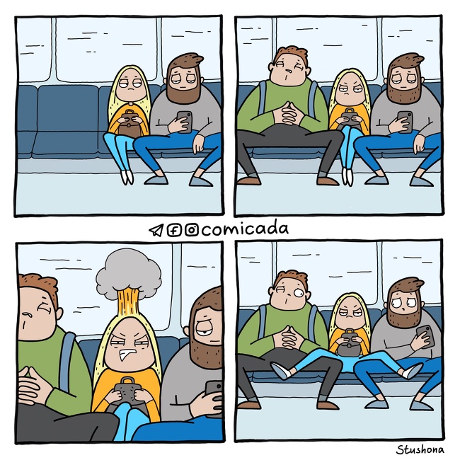 #18. This is dedicated to all men who love to sit like this in public transport.