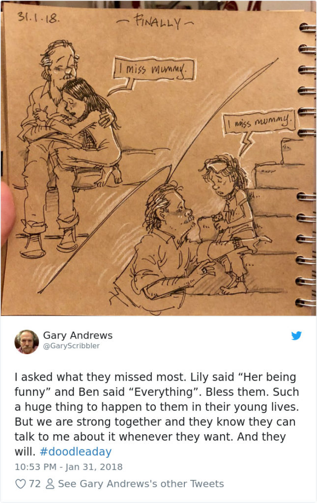 Disney Artist Illustrates Life With Two Children After His Wife Passes Away-7
