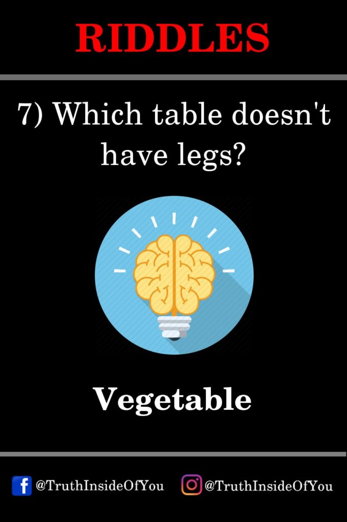 7. Which table doesn't have legs
