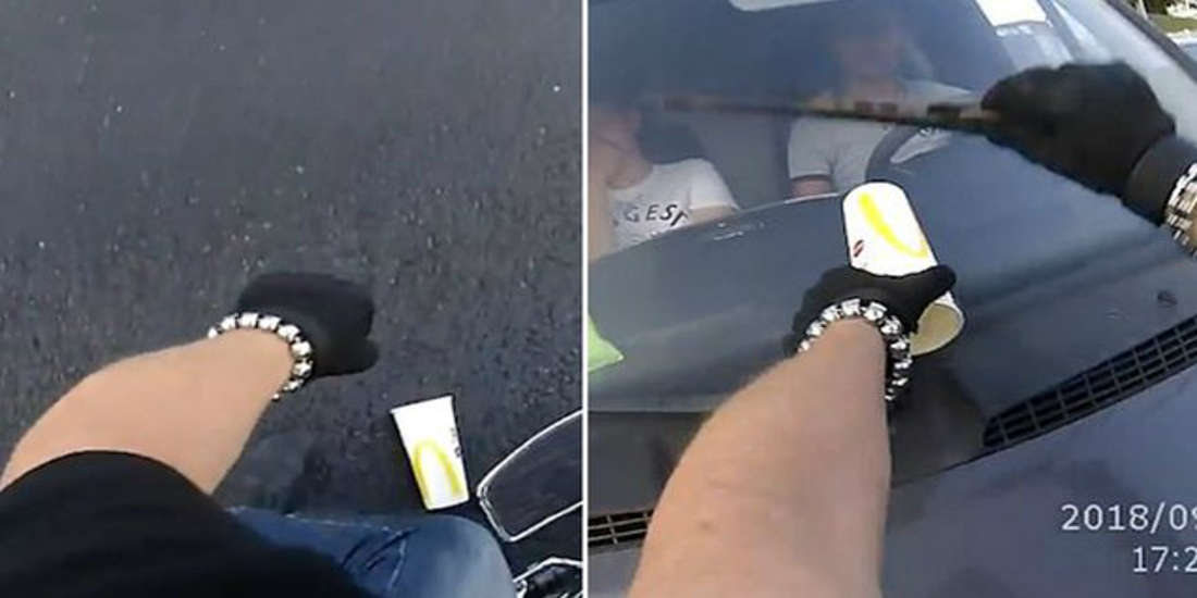 Watch This Biker Return Trash After a Driver Throws It Out the Window