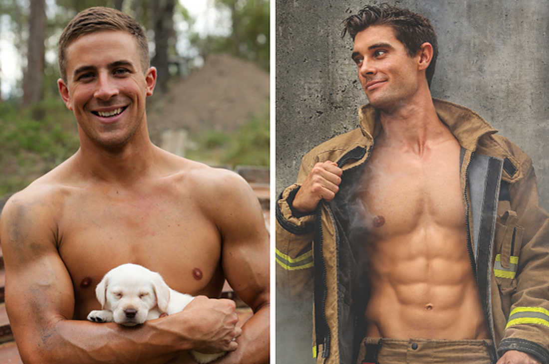Australian Firefighters Pose Topless With Animals For 2019 Charity Calendar