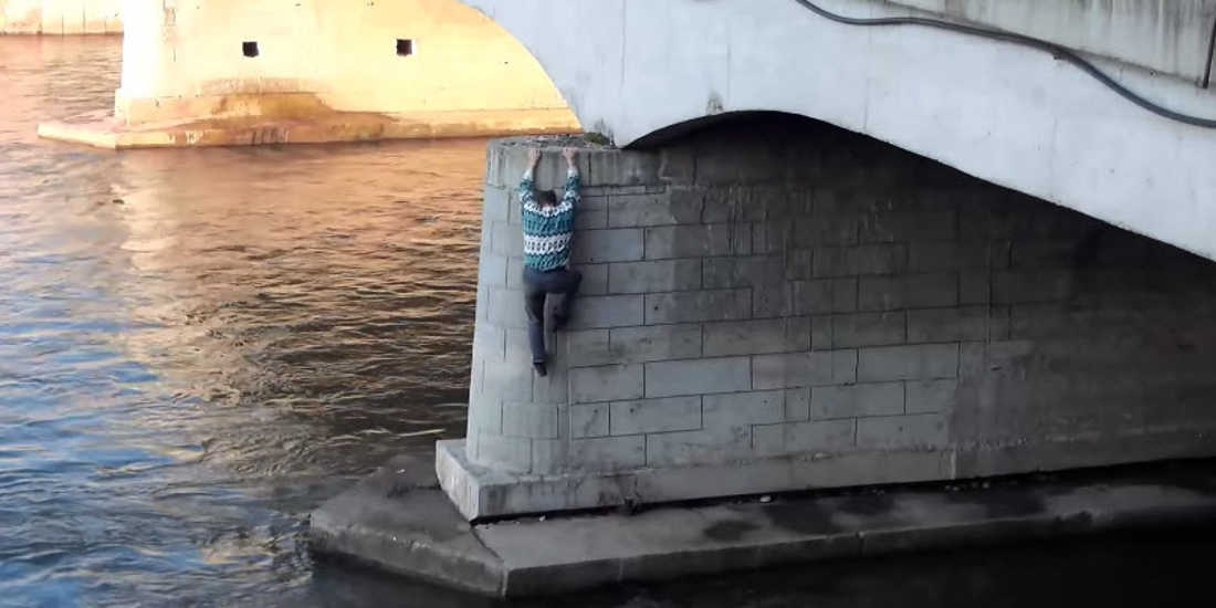 Man Climbs Down A Bridge On Nisava River To Rescue A Dog