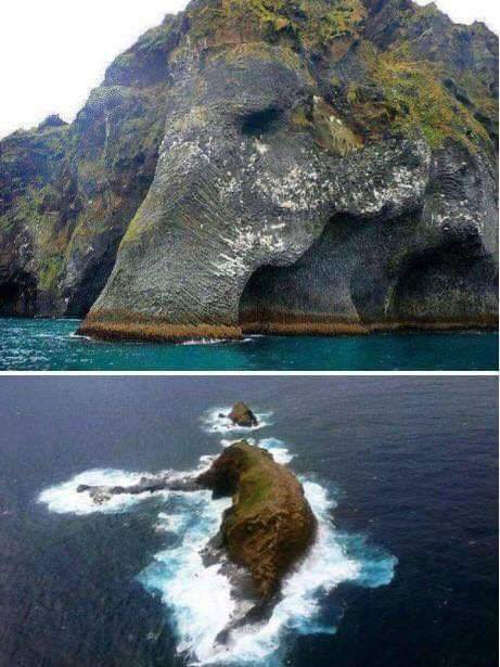 The famous “Elephant Rock” located in Iceland.