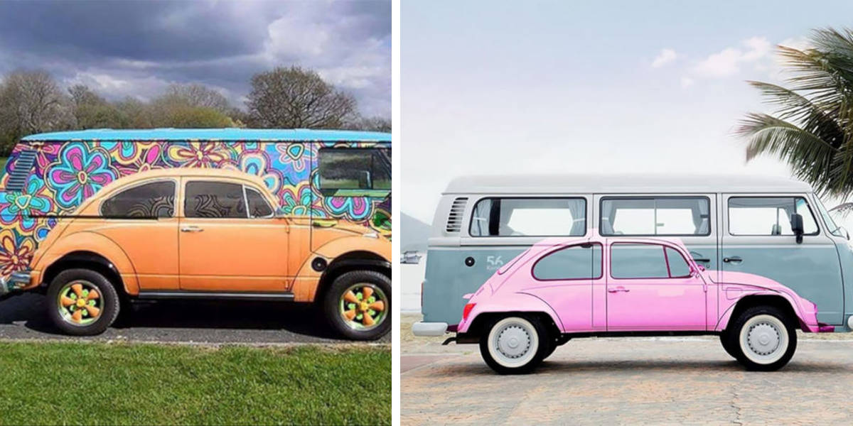 Pictures Of Gorgeous VW Beetle Art Paintings Painted On VW Minibus