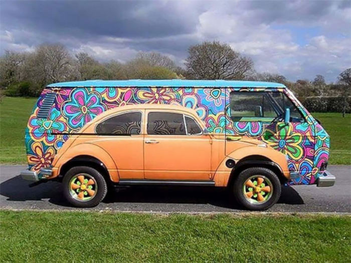 Pictures Of Gorgeous VW Beetle Art Paintings Painted On VW Minibus - 1
