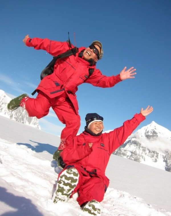 Zhang Guangzhu and Wang Zhongjin in Antarctica