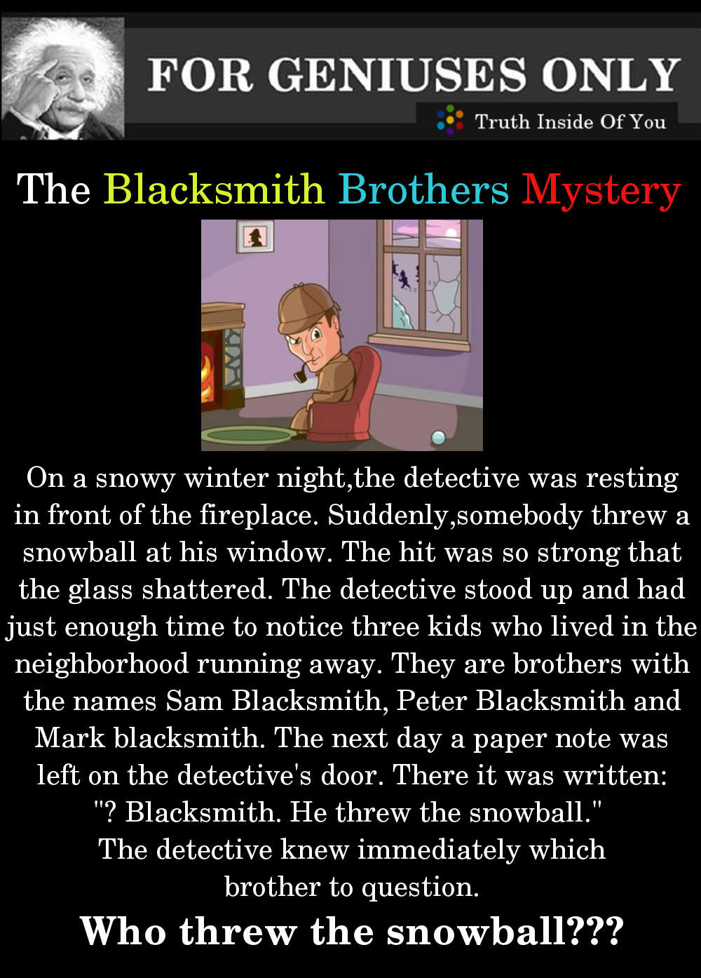 A detective and the blacksmith Brothers