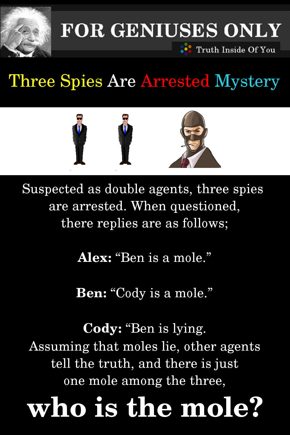 Riddle: Three Spies Are Arrested Mystery