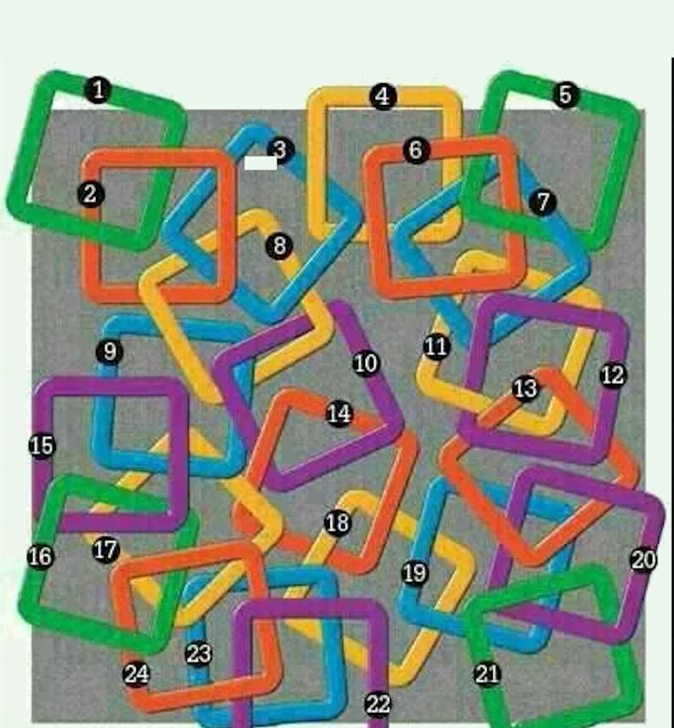 Can you find three squares that are not linked to any of other squares?