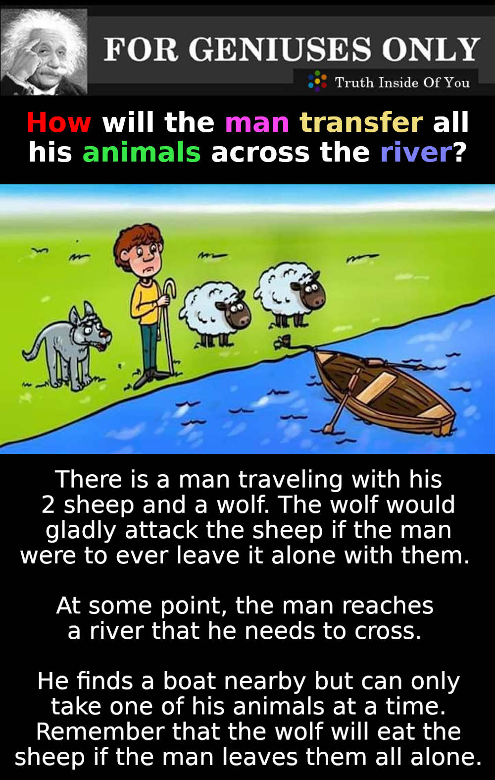 how will the man transfer all his animals across the river?