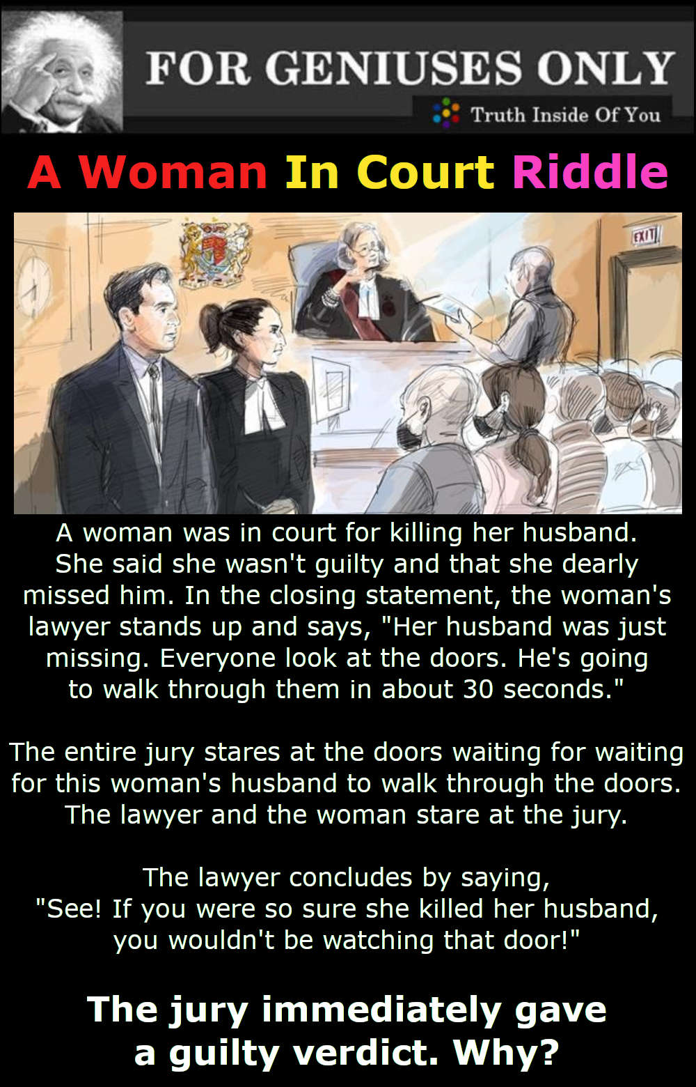 A Woman In Court Riddle
