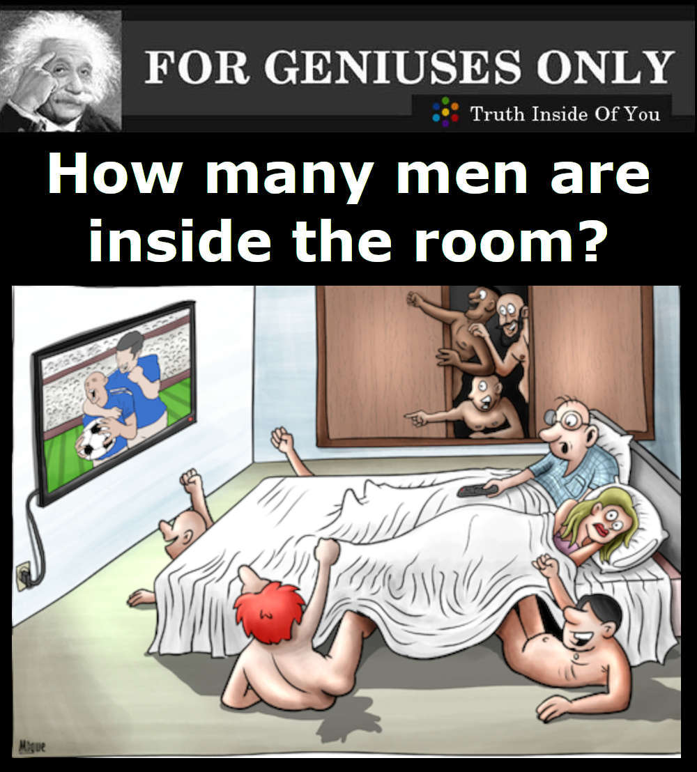 How many men are inside the room