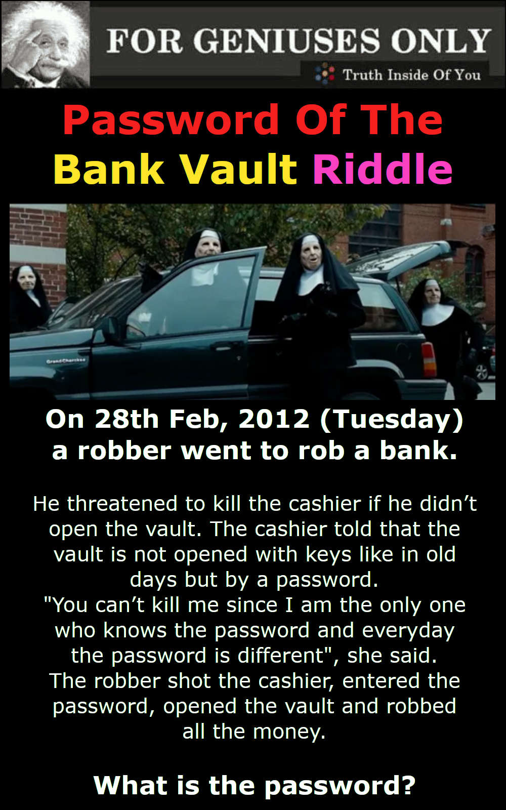 The Password Of The Bank Vault Riddle