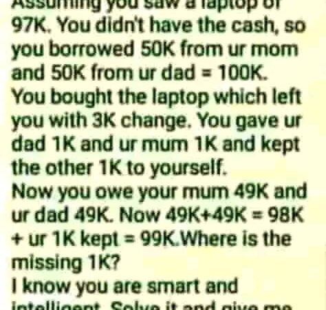 Assuming you saw a laptop of 97K.