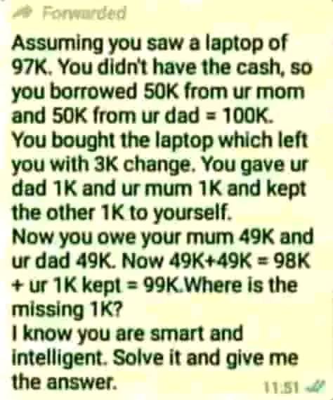 Assuming you saw a laptop of 97K.