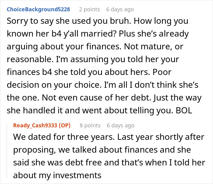 Woman Confesses To Having A Crippling Debt The Day After The Wedding, Gets Dumped 4