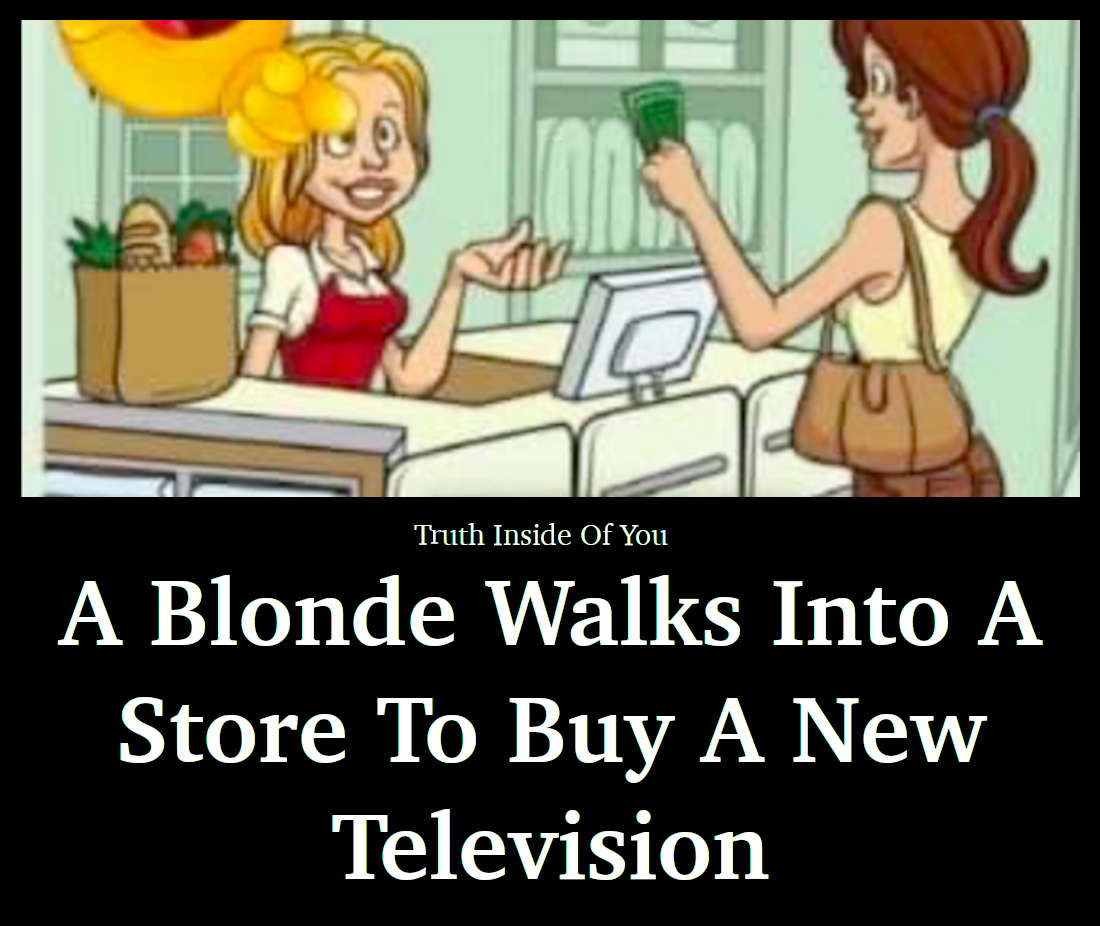 A Blonde Walks Into A Store To Buy A New Television
